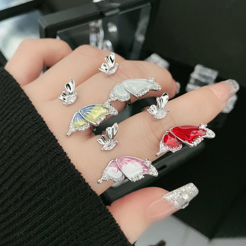 French new sweet and cool butterfly drop glaze opening for women's Instagram Cool style light luxury high-end_voghion.com