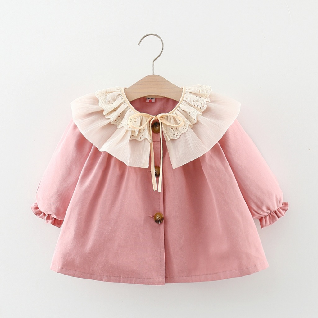 Baby Girl Autumn Coat Lace Doll Collar Trench Coat Trendy Children's Clothing_voghion.com