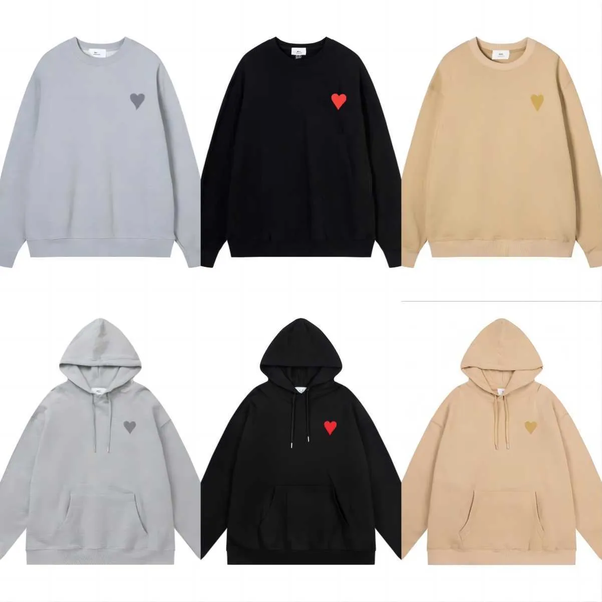 Herr- och damdesigner Amis Hoodie tracuit Tröja Broderad A-ord Röd Kärlek Tunn Rund Halsad Pullover Par P_voghion.com