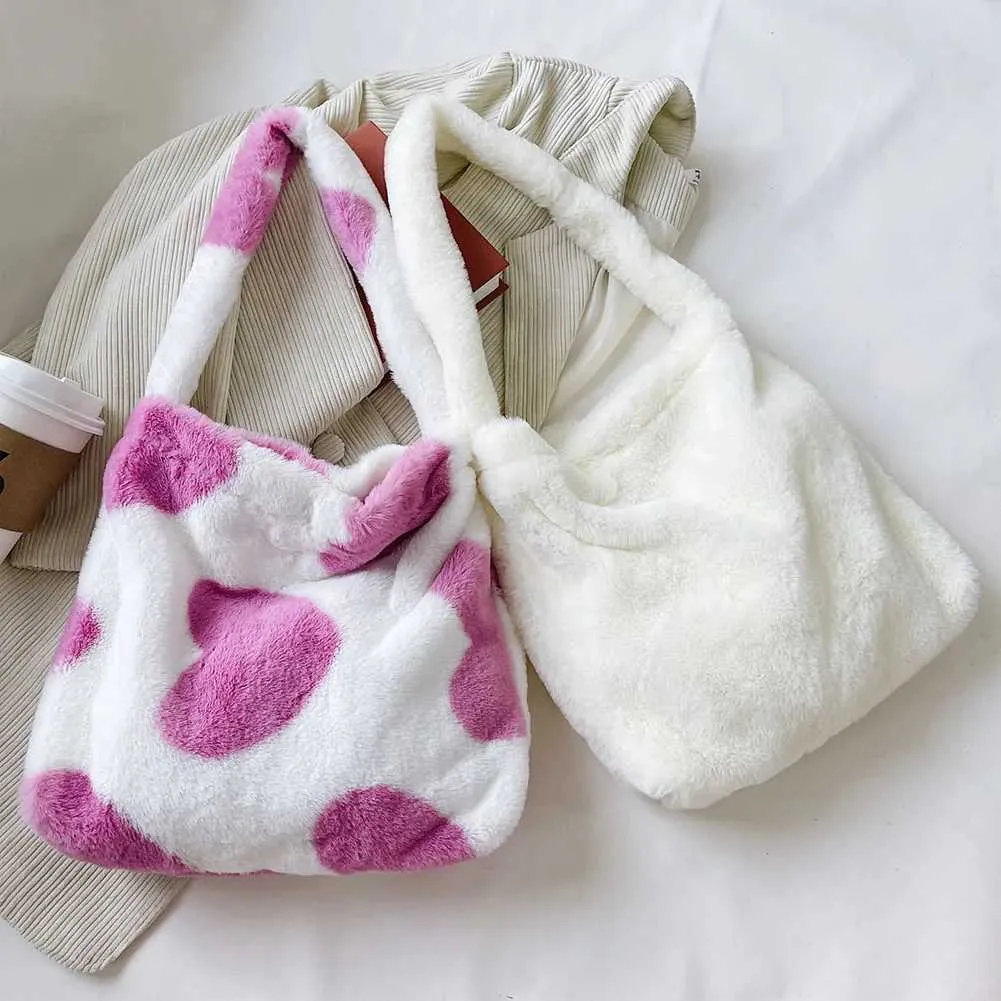 Pluche luipaard schoudertas dames herfst winter handtas_voghion.com