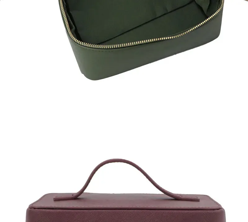 Ladies Saffiano Split Leather Travel Toiletry Case Portable Hanging Makeup Organizer Box Dopp Kit Cosmetic Bag For Women_voghion.com