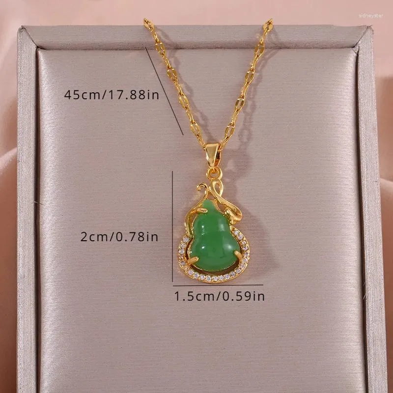 Pedat Halsketten Ifiity-förmige Kürbis Frieden Amulett Imitatio Jade Halskette gibt einen Femiie Look Licht Ad Nische_voghion.com