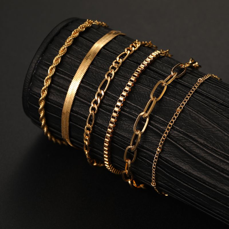 Boheemse minimalistische hand sieraden metalen dames set 6 multi layer ketting eenvoudige armband_voghion.com