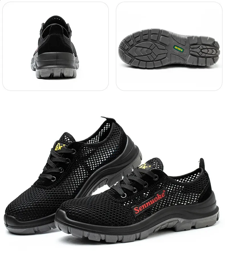 Chaussures pour hommes avec embouts en acier légers, adaptées aux travailleurs, sans besoin de transport, sécurité industrielle, tennis_voghion.com