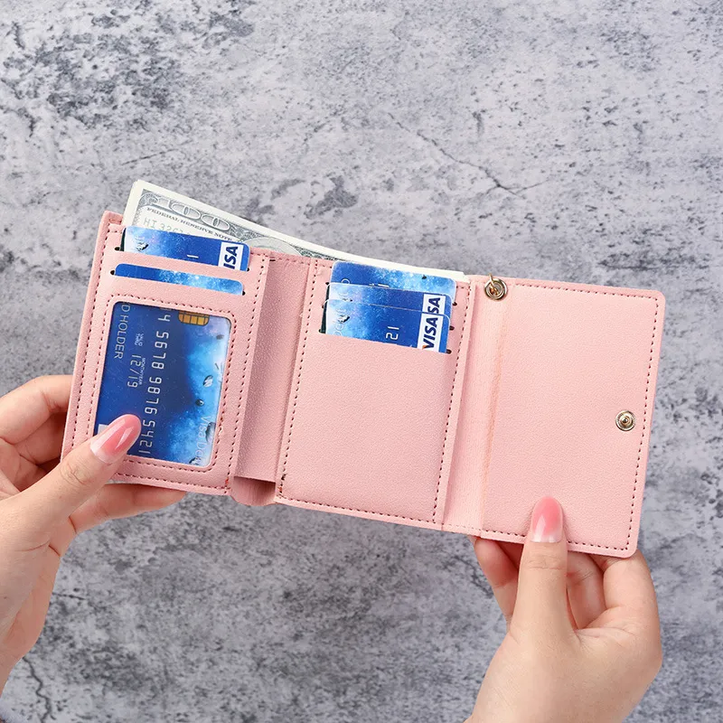 Damen süße Katze kurze Brieftasche Leder kleine Geldbörse Multi-Kartenhalter Geldbeutel_voghion.com