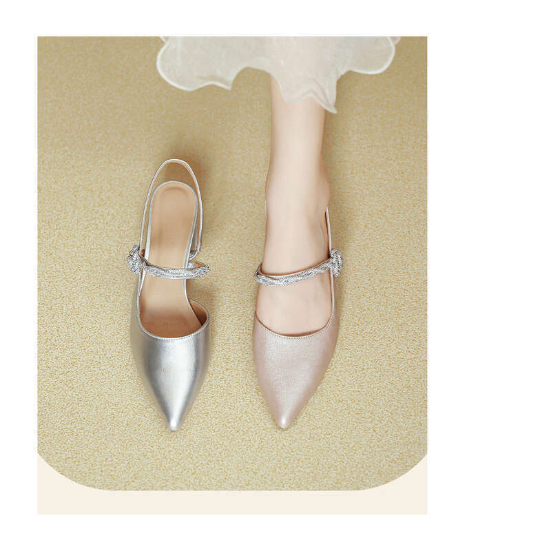 Baotou Sandals 2025 New Summer French Mary Jane Shoes Chunky Heel Pointed Toe High Heels_voghion.com