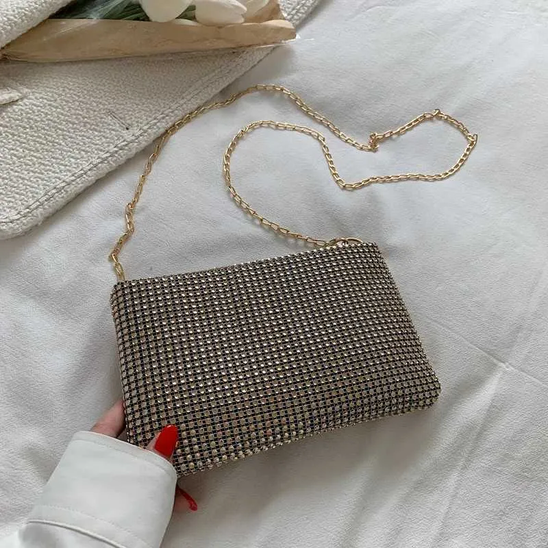 Ydlns Trend Kleine Rhie Quadratische Metallkette Design Schulter Umhängetasche Dia Münzgeldbörse Y241019_voghion.com