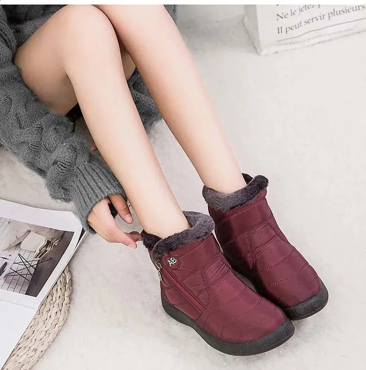 Wasserdichte Damen Schneestiefel Mit Fellfutter Und Reißverschluss_voghion.com