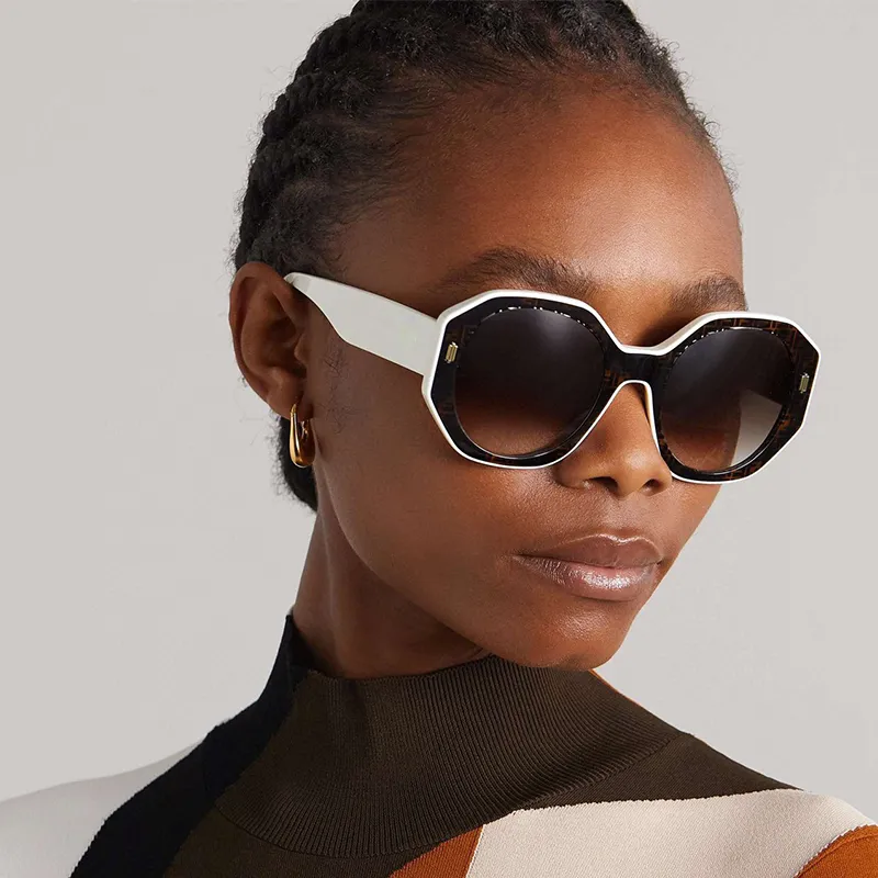 Damen Sonnenbrille Aus Acetat Im Patchwork Schildpatt Design_voghion.com