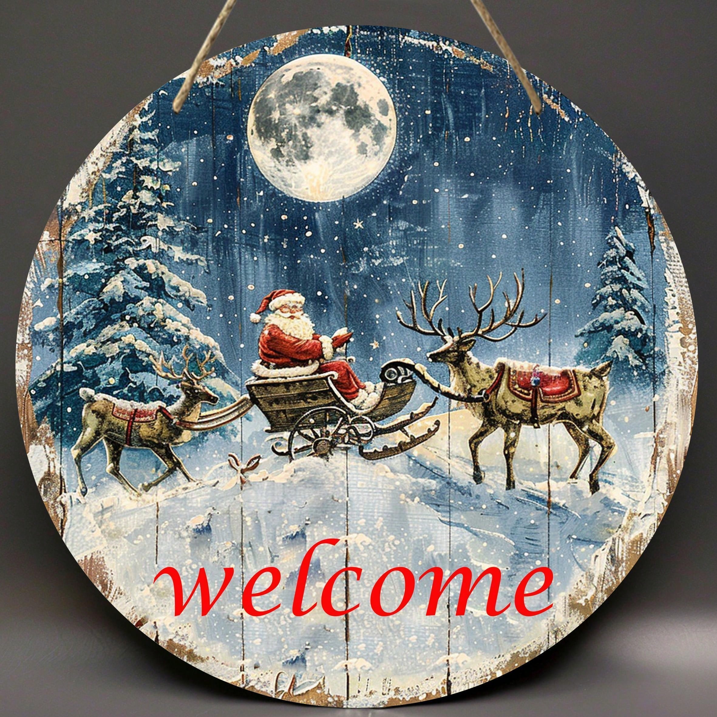 Weihnachtslogo mit Weihnachtsmann und Schneemann, Geschenkanhänger-Design, Dekoration für Haustür und Fenster, geeignet für Weihnachten, Weihnachtswanddekoration, Weihnachtsdekoration_voghion.com