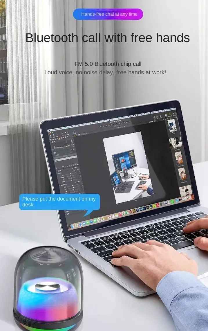 L21 Farblichter Drahtloser Bluetooth-Lautsprecher mit Subwoofer TWS Ambientelicht Audio Tragbarer Mini-Heimgebrauch im Freien_voghion.com