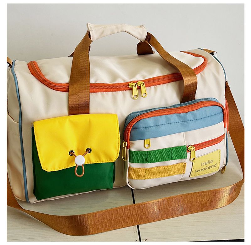 Lässige Sport-Fiesstasche in Kontrastfarbe Damen, große Reise-Umhängetasche mit großem Fassungsvermögen, Reisetasche_voghion.com