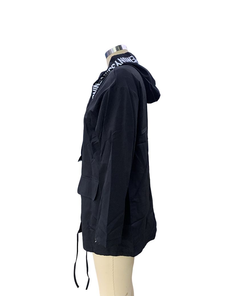 Women's Clothing autumn and winter women's casual loose hooded zipper raincoat cloth windbreaker jacket_voghion.com