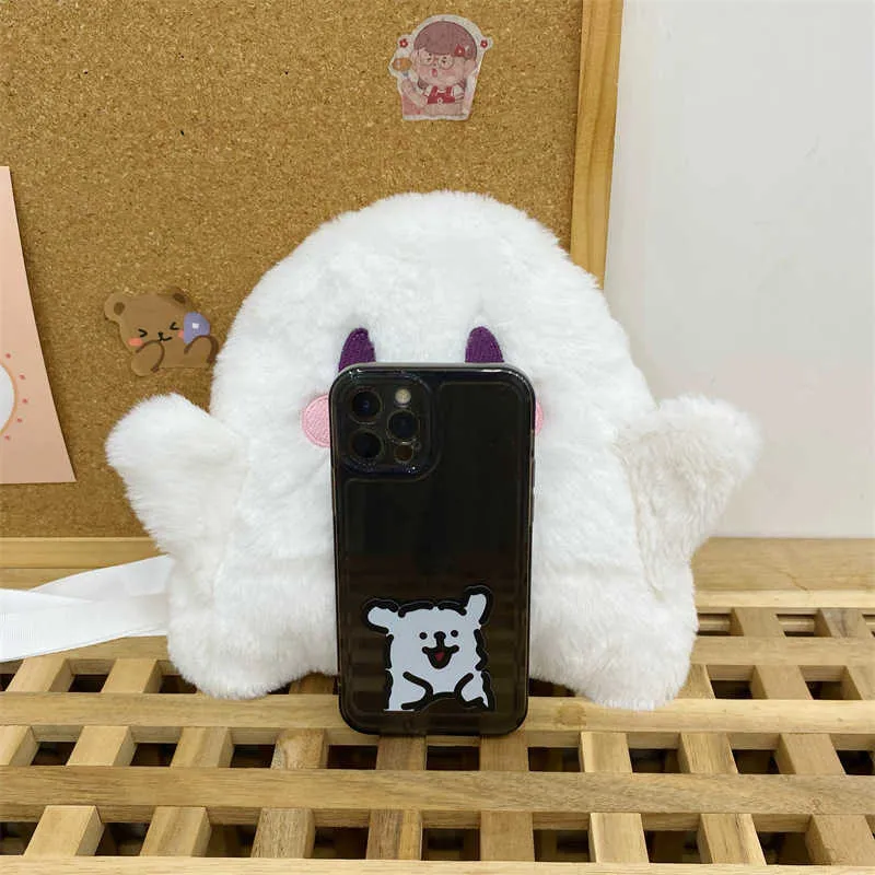 Herbst und Winter Neue süße Plüsch Spooky Ghost Halloween Geschenk Damen Tasche Schulter Crossbody Ba241022_voghion.com
