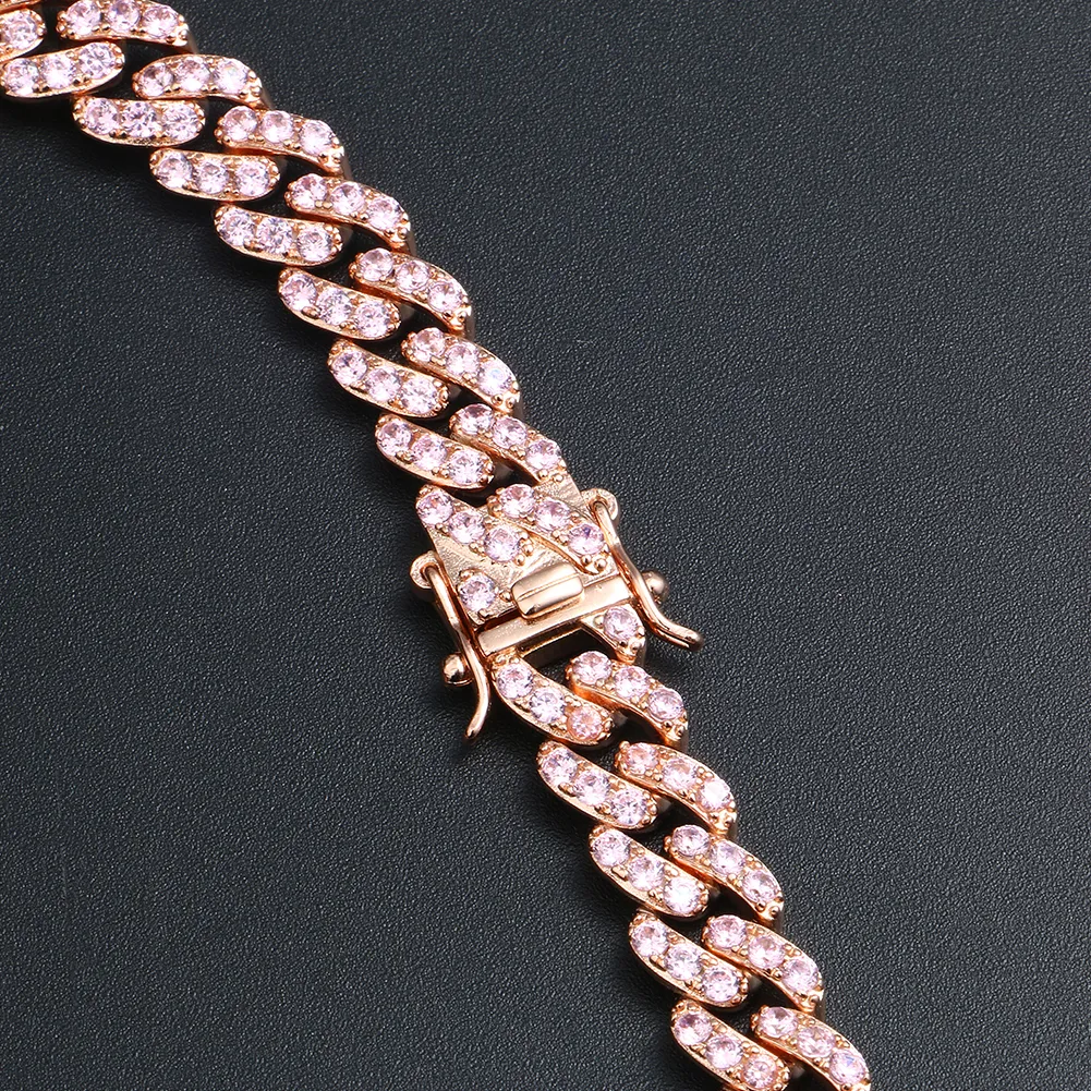 Collana con catena cubana a farfalla in oro rosa placcato con ghiaccio per le donne_voghion.com