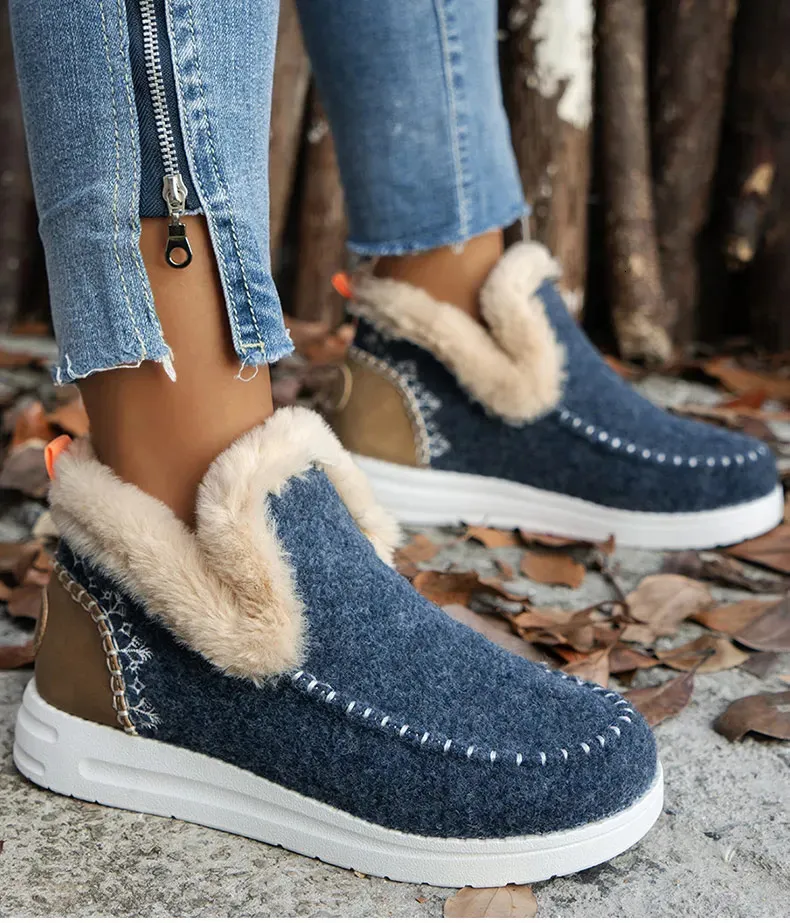 Fodrade ankelboots för damer varma vinterkängor för snö_voghion.com