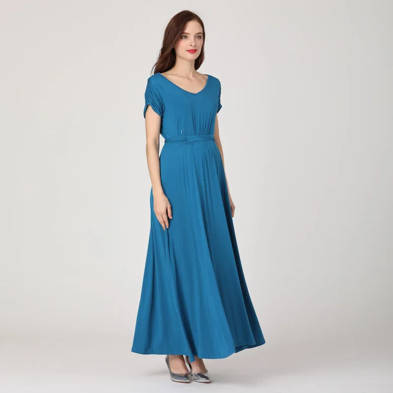 Emotion Moms 2024 Spring Summer Maternity Clothes Dress Casual Sexy V Neck For Pregnant Women LJ201114_voghion.com