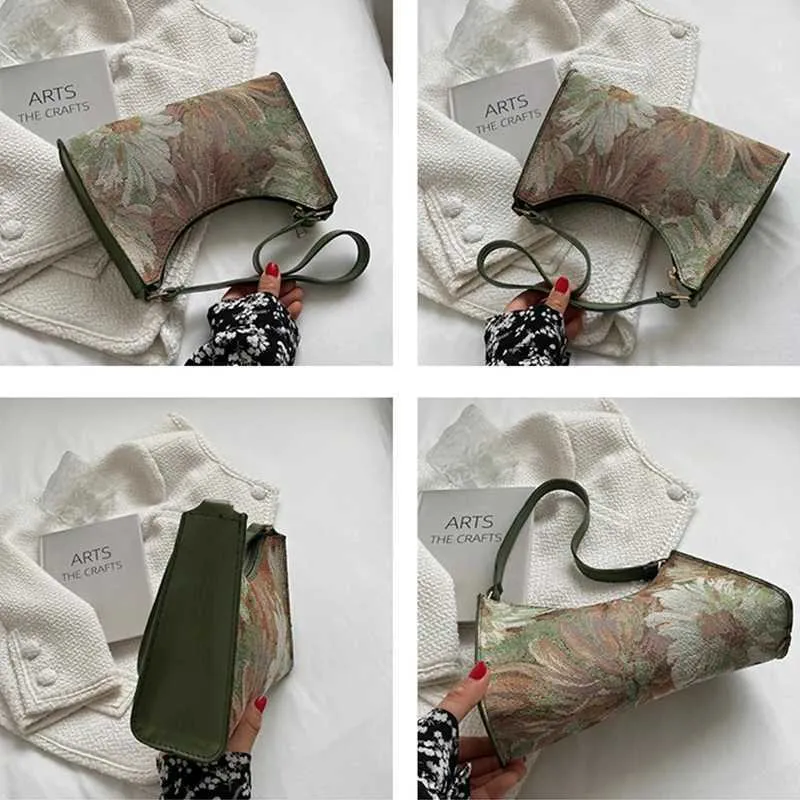 Moda Vintage Donna Olio Dipinto Design Spalla Signore Semplice wer Femminile Ascella Hobos Borse Piccola Frizione Borsa a Mano_voghion.com