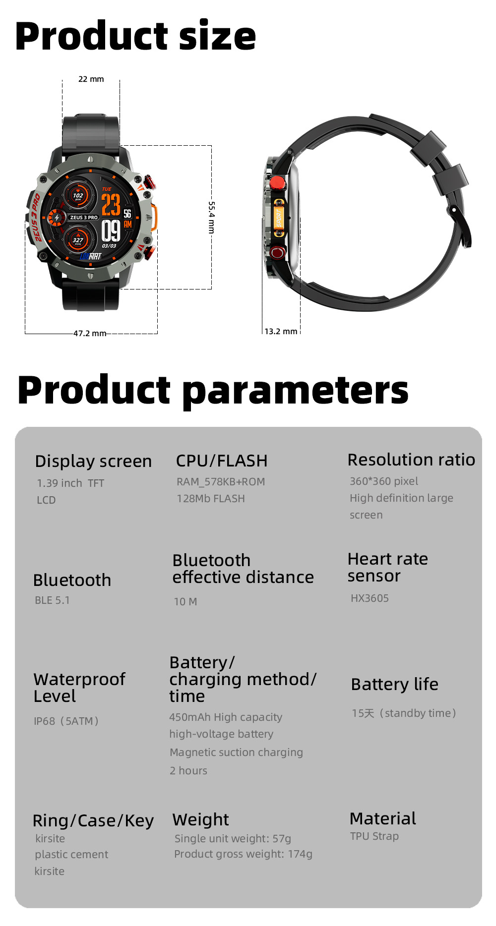 LOKMAT Smart Watch ZEUS3 PRO Outdoor Sports Bluetooth Call Phone Book Call Message Reminder_voghion.com