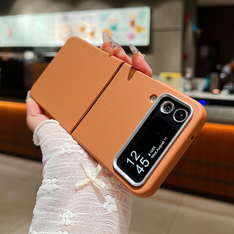 Coque en TPU texturée en cuir pour Samsung Galaxy Z Flip 7, Flip 6, Flip 5, étui souple et pliable antichoc pour Samsung Galaxy Z Flip 7, 6, 5, 4, 3_voghion.com