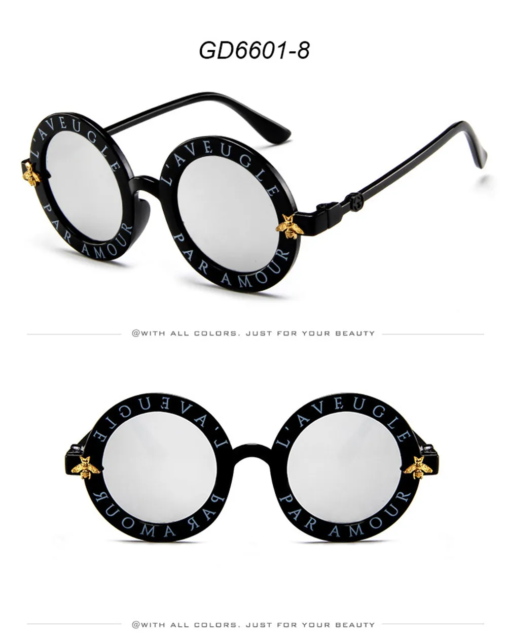 Sunglasses Fashion Small Round Kids Brand Designer Bee Children Boys Girls Baby Outdoors Goggle Shades Eyewear LC4L_voghion.com