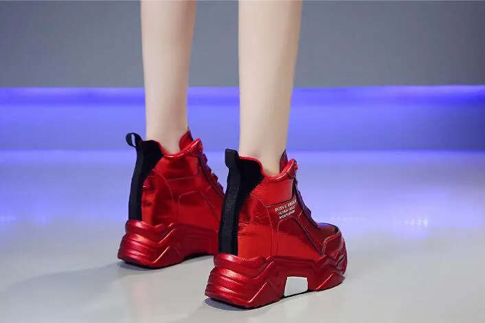 Freizeitschuhe Qualität Chunky Platform Outdoor Sneakers Frauen Winter Warm Super High Heels Frau Höhe erhöhen Stiefel_voghion.com