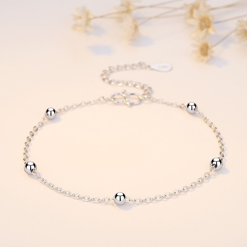 Sier Armband Einfache 5 Perlenkette Modischer koreanischer Stil Frischer Student Weiblicher Handschmuck_voghion.com