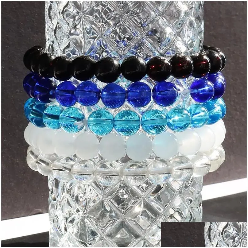 Set di bracciali con perline di vetro per donna e uomo elastici_voghion.com