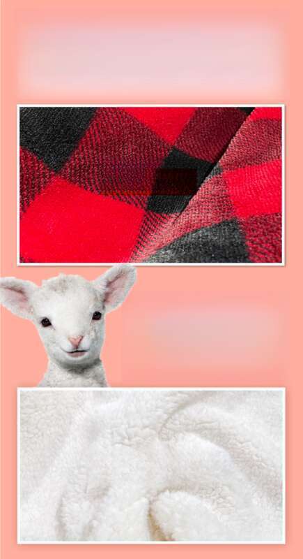 Facecloth Double Layer Classic Red And Black Plaid Printed Lamb Plush Car Nap Blanket_voghion.com