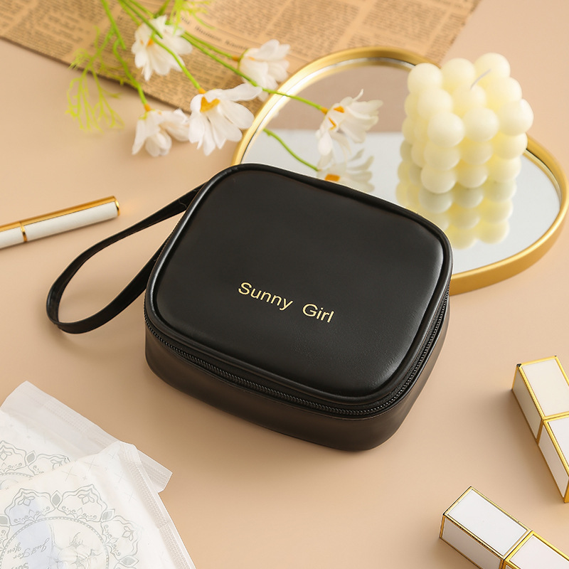 color Small Storage Monthly Activity Handkerchief Waterproof Red Bag PU Cosmetic Bag, High Color Value_voghion.com