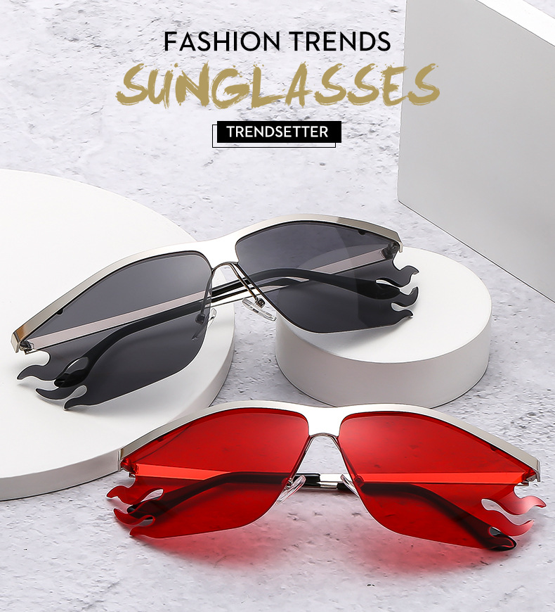 Nowe okulary przeciwsłoneczne z półramką w kształcie płomienia, spersonalizowane, modne okulary przeciwsłoneczne_voghion.com