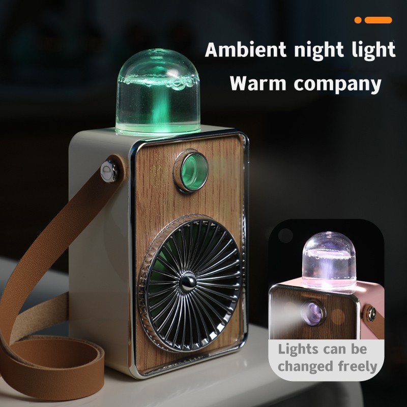 Ventilateur portable rechargeable vintage, refroidisseur électrique sans fil USB, mini humidificateur d'air de chargement de camping, circulateur à main_voghion.com