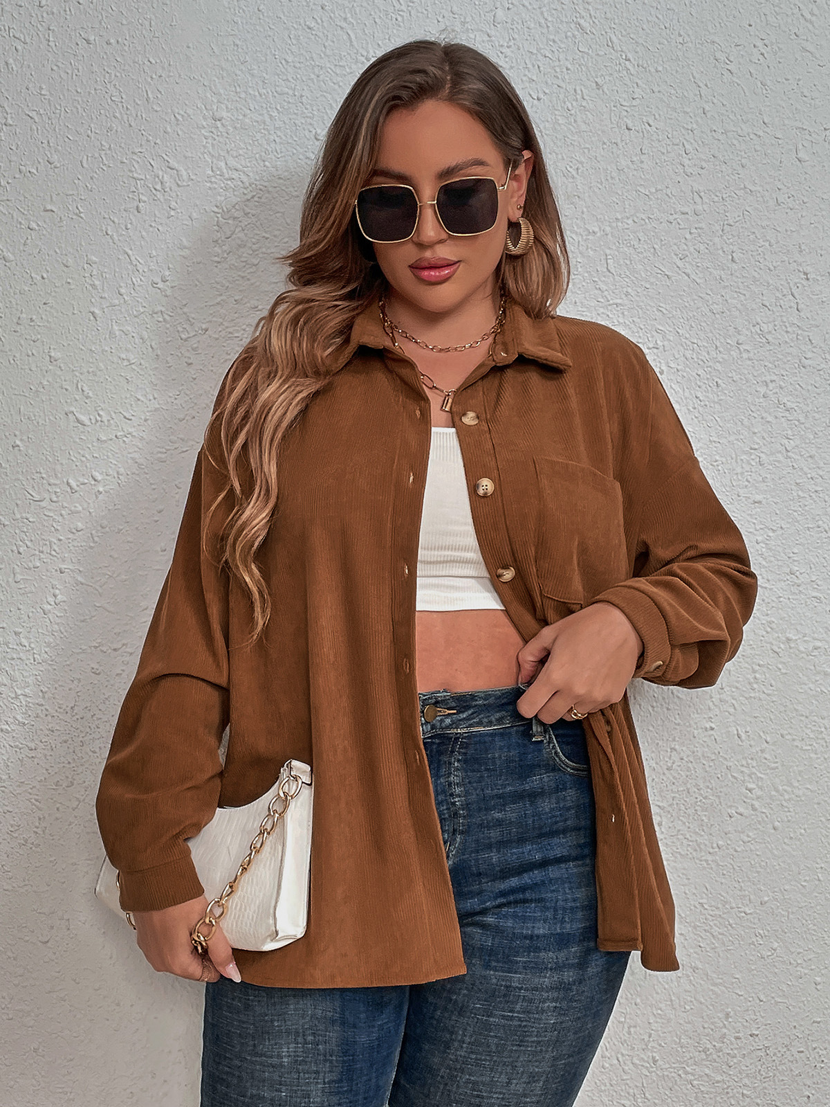 Women's large size women's clothing long-sleeved shirt for women_voghion.com