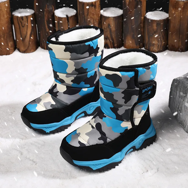 Winter Kids Plush Waterproof Fabric Non-Slip Girls Boys Rubber Sole Toddler Snow Fashion Warm Cutefeet Children Outdoor_voghion.com