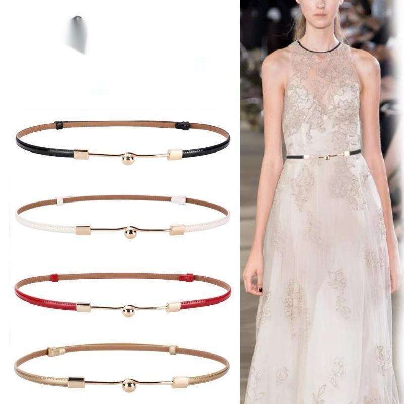 1,0 cm Neue Damenmode Flipper Schmaler Gürtel Einzelne Schleife Einfaches Kleid Zubehör Dünne Taillenkette_voghion.com