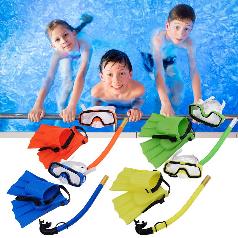 1 sæt Snorkeg Goggles God sejhed Sikker vejrtrækning Vandtæt Børn Bredsyn Svømmebriller Snorkel Svømmefinner til_voghion.com