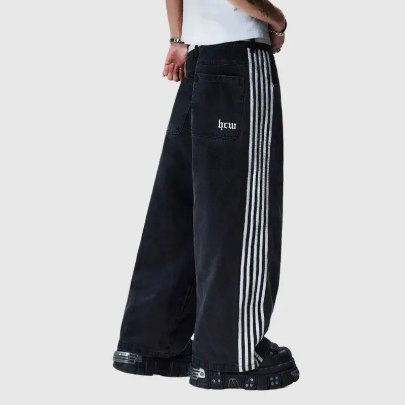 Y2K Herre Dame Jeans Baggy Høy Kvalitet Broderte Stripete Haruku Joggebukser Herre Dame Hip Hop Streetwear Avslappet Vide Ben_voghion.com