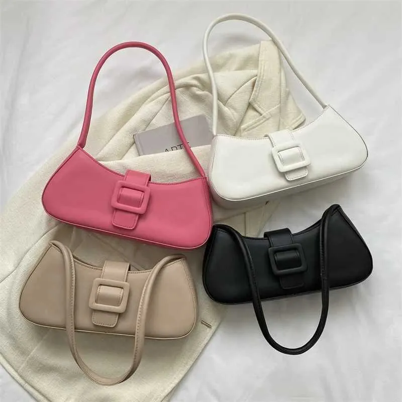 Mode Damen Umhängetasche Einfarbig Leder Quadrat Unterarm Taschen Damen Marke Designer Handtaschen Trendy Crescent_voghion.com