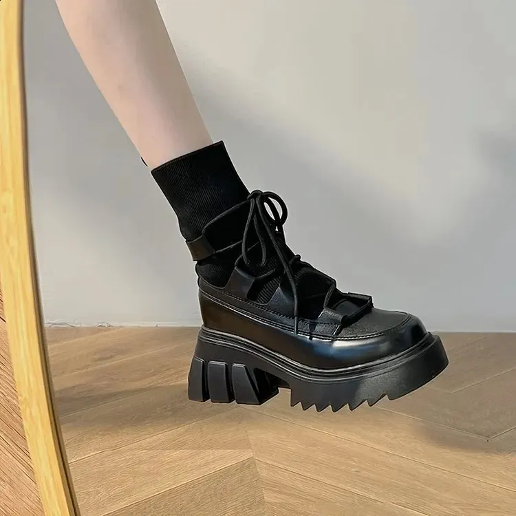 Mesh-Plateauschuhe, modisch, dickbesohlte Knöchel, bequemer Schnee für Damen, Botas de Mujer, Stiefel 240904_voghion.com