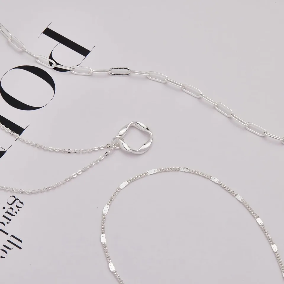 Collier superposé avec pendentif pour femme plaque or argent_voghion.com