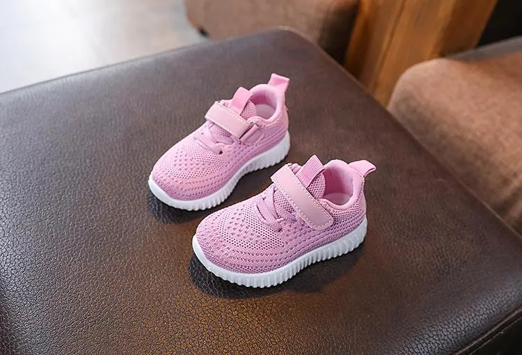 Scarpe da tennis per bambini piccoli, da infilare, per ragazze e ragazzi, sportive, da corsa, in rete con suola morbida, per bambini, rosa, nero, bianco_voghion.com
