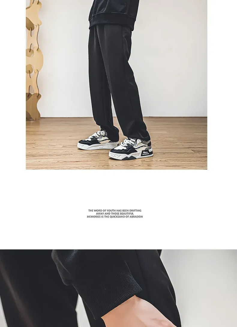Men's Easy To Clean Skateboard Shoes, Good Grip, Breathable Lace Up Sneakers, Men's Shoes 2024_voghion.com