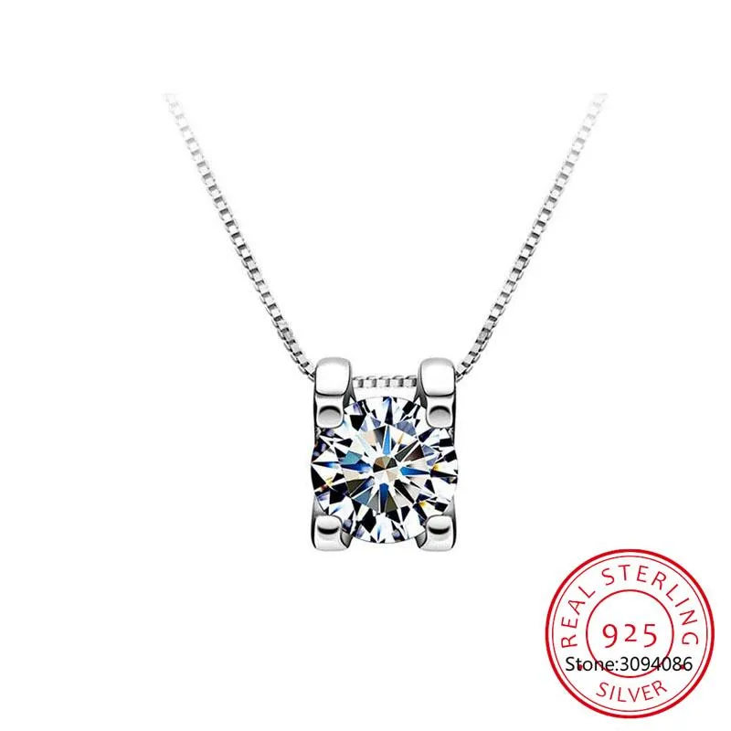 Ogrlice z obeski Sier 0,5 ct/1 ct/2 ct F barva Moissanite VVS Zaročna elegantna poročna ogrlica za ženske ob obletnici_voghion.com