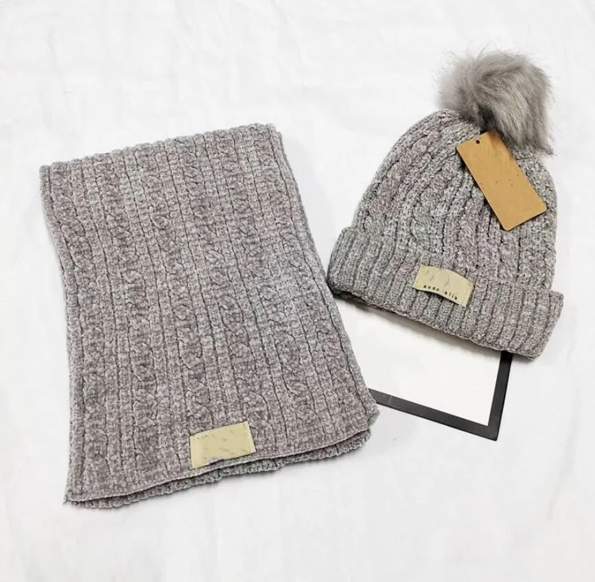 Επωνυμία Χειμερινά πλεκτά Beanies Καπέλα σετ κασκόλ Γυναικεία Χοντρό ζεστό καπέλο ανδρικό πλεκτό Letter Bonnet Beanie Caps Σετ ιππασίας εξωτερικού χώρου_voghion.com