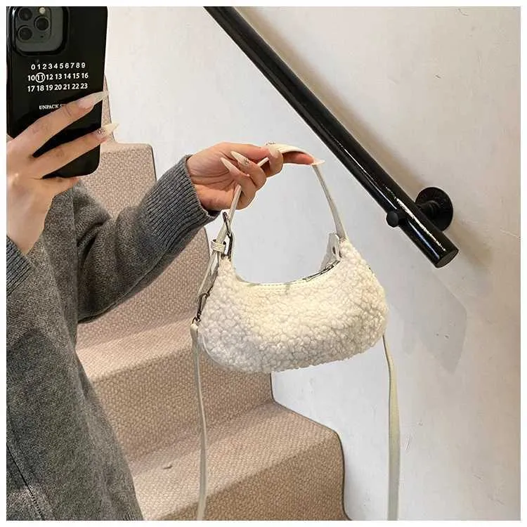 Women Fashion Lamb Fleece Mini Handbag Solid Soft Casual Crossbody Pack Female Versatile Leisute Cute Messenger Shoulder_voghion.com