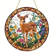 8" Sika Deer Suncatcher - 2D Acrylic Stained Decor. Perfect For Window/living Room/spiritual Spaces. Ideal Nature-themed Gift For Birthdays._voghion.com