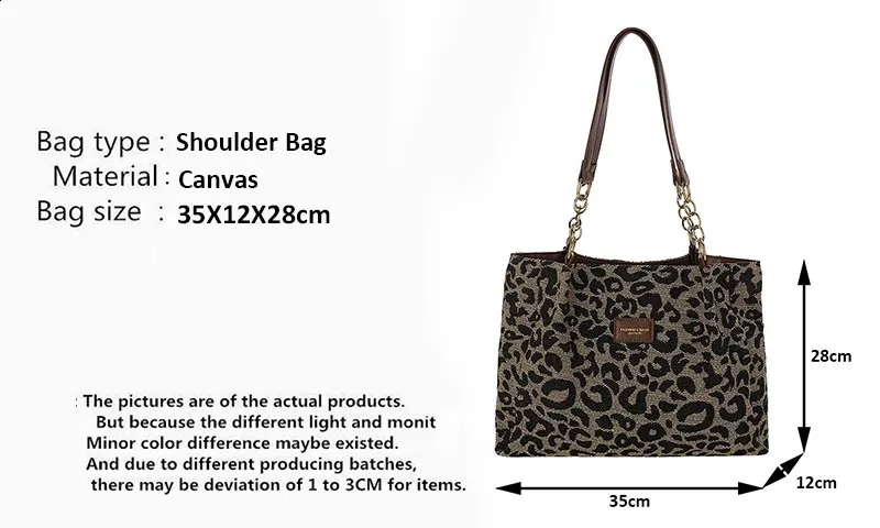 Leopard Print Handbag Shoulder Tote Bag Retro Style For Women_voghion.com