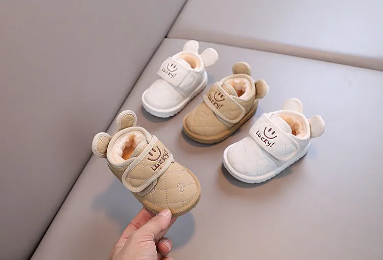 Stivali da neve invernali caldi e antiscivolo per bambini e bambine, con velcro, Happysteps, scarpe con cartoni animati e conigli, taglie da 1 a 6 anni_voghion.com