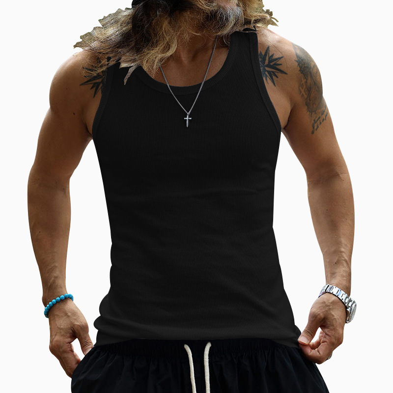 24 New American Herren Tank Top Slim Fit Freizeit Sport Herren Frühjahr/Sommer Unterteil Thread Tank Top_voghion.com