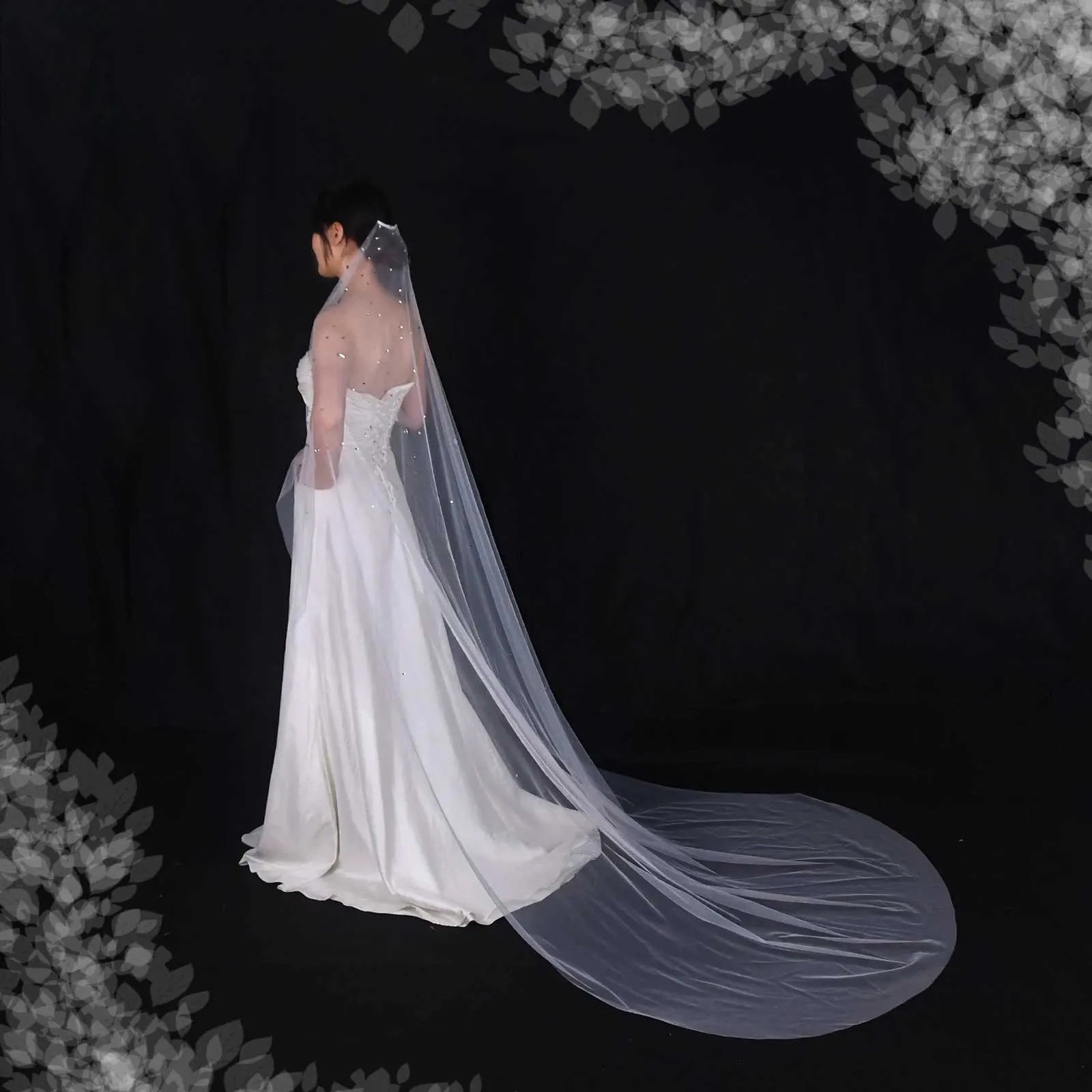 Gioielli per capelli V178 Veli da sposa con perline e cristalli, 1 strato di tulle morbido con strass e pettine, accessori da sposa per la sposa_voghion.com